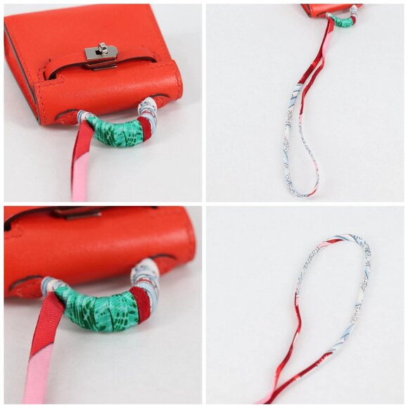 HERMES Micro Kelly Bag Charm Leather Orange Auth 141175SM - Picture 15 of 16